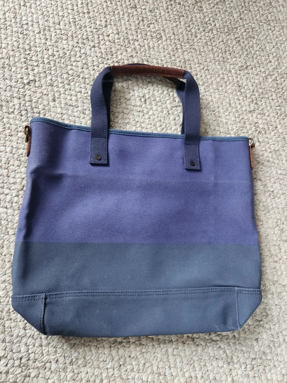 LL Bean Boat Bag, Two-Tone Navy and Slate Canvas Messenger Tote